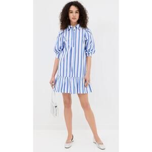 GANNI Women’s Stripe Cotton Classic Minimalist Mini Shirt Dress Sz 44‎ (12)